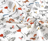 Petite France Cute Puppy Kitten patterned Fabric made in Korea by the Half Yard