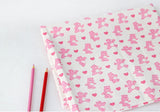 Animal Cute Pink Heart Bear patterned Fabric made in Korea by Half Yard