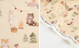 可愛動物露營狐狸兔子熊圖案布料,可愛,縫紉,被子韓國製造半碼