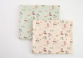 Cute Animal Camping Fox Rabbit Bear Patterned Fabric, Cute, sewing, Quilt made in Korea Half Yard