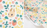 Wild Flowers Rabbit Bunny Patterned Lawn Fabric made in Korea by the Half Yard 18" x 54"