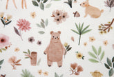 Cute Animal Forest Deer Bear Rabbit patterned Fabric made in Korea by the Half Yard