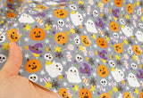 Halloween Pumpkin Ghost Candy Patterned OEKO-TEX Fabric made in Korea by the Half Yard