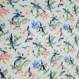 韓国製の海を泳ぐクジラ柄生地(半ヤード単位)