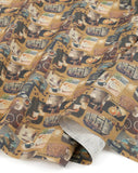 Vintage Cotton Linen Coffee Cafe Patterned OEKO-TEX® Fabric made in Korea by the Half Yard 45cm x 140cm or 18"x 55"