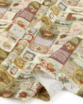 Vintage Cotton Linen Rose Label Poster Patterned OEKO-TEX® Fabric made in Korea by the Half Yard 45cm x 140cm or 18"x 55"