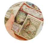 Vintage Cotton Linen Rose Label Poster Patterned OEKO-TEX® Fabric made in Korea by the Half Yard 45cm x 140cm or 18"x 55"