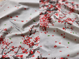 Korean Traditional Flower Prunus Mume-Blossom Patterned Oxford Fabric Made in Korea by the Panel 27" x 44" ( 70 cm x 110 cm)