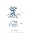 Blue Toile de Jouy Scenery Patterned Fabric made in Korea by Half Yard / 45 X 140cm 18" X 55", Cotton Linen