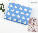 OEKO-TEX 兔兔鬱金香花朵圖案布料,韓國半碼數位紡織印花製造