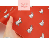 OEKO-TEX Happy New Year Rabbit Bunny Carrot Patterned Fabric made in Korea by the Half Yard
