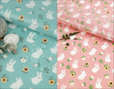 層壓 TPU 生態防水棉布料動物兔兔子印花布料韓國製造 by the Yard