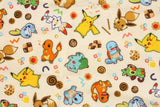 Cookie Pocket Monster, Pokemon Eevee Pikachu Squirtle Bulbasaur character Fabric made in Korea / Half Yard