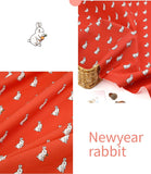 OEKO-TEX Happy New Year Rabbit Bunny Carrot Patterned Fabric made in Korea by the Half Yard