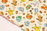 Cookie Pocket Monster, Pokemon Eevee Pikachu Squirtle Bulbasaur character Fabric made in Korea / Half Yard