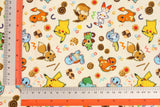 Cookie Pocket Monster, Pokemon Eevee Pikachu Squirtle Bulbasaur character Fabric made in Korea / Half Yard