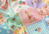 Cute Bunny Flower Patch Patterned Organic Fabric made in Korea by Half Yard Digital Textile Printing
