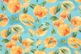 Fresh Orange Citrus Mandarin Patterned Fabric made in Korea by Half Yard, Fruit, Cotton 100%