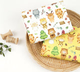 OEKO-TEX Animals Forest Hippo Deer Bear Camping Patterned Fabric made in Korea by the Half Yard