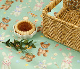 OEKO-TEX 動物 キャンディ テディベア ウサギ柄 生地 韓国製 半ヤード単位