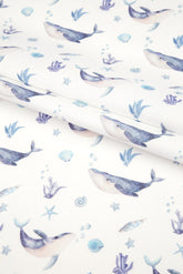 OEKO-TEX 動物 海洋 クジラ 柄 生地 韓国製 半ヤード単位