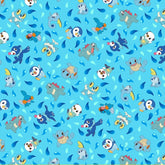 Pocket Monster, Pokemon Water Type Friends Squirtle, Totodile, Mudkip, Sobble Patterned Fabric made in Korea by the Half Yard