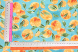 Fresh Orange Citrus Mandarin Patterned Fabric made in Korea by Half Yard, Fruit, Cotton 100%