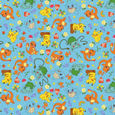 ポケットモンスター、ポケモンフレンズワールドのピカチュウ、フシギダネ、ヒトカゲ、ゼニガメ柄の生地(韓国製、半ヤード単位)