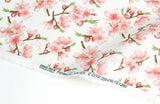 Cherry Blossoms Flower Sakura patterned Fabric made in Korea by Half Yard / 45 X 140cm 18" X 55.1", Cotton Linen