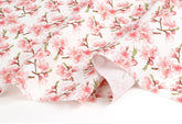 Cherry Blossoms Flower Sakura patterned Fabric made in Korea by Half Yard / 45 X 140cm 18" X 55.1", Cotton Linen