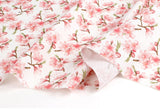 Cherry Blossoms Flower Sakura patterned Fabric made in Korea by Half Yard / 45 X 140cm 18" X 55.1", Cotton Linen