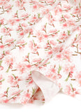 Cherry Blossoms Flower Sakura patterned Fabric made in Korea by Half Yard / 45 X 140cm 18" X 55.1", Cotton Linen