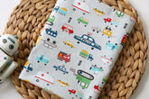 Kawaii Police Car Firetruck Tractor Ambulance patterned Fabric made in Korea by the Half Yard