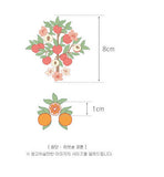 フルーツ ピーチ & オレンジ ツリー 柄生地 韓国製 45cm x 110cm または 18" x 43" ハーフヤード