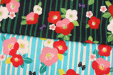 Retro Camellia Patterned Kokka Fabric printed in Japan by the Half Yard