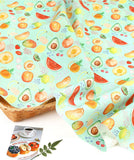 アップル、キウイ、アボカド、チェリー、スイカのフルーツ柄のOEKO-TEX®生地、韓国製、半ヤード単位