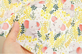 OEKO-TEX Spring Flower with Elephant Patterned Fabric made in Korea by the Half Yard