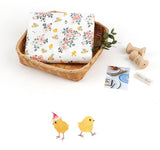 バラの花畑にいるかわいいひよこの模様の韓国製 OEKO-TEX 生地 半ヤード