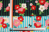レトロな椿柄の日本製コッカ生地(半ヤード単位)