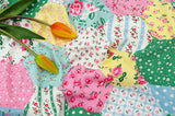 Melting Rose Flower Hexagon patterned Fabric made in Korea by the Half Yard