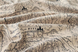 Map of Capital Korean Traditional Painting patterned Fabric printed in Korea by the Half Yard