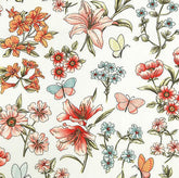 韓国製ハーフヤードデジタルテキスタイルプリントによる蝶と花の植物園柄生地