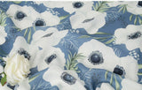 White Big Flower Anemone Modal Fabric made in Korea by the Yard