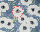 White Big Flower Anemone Modal Fabric made in Korea by the Yard