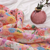 Pink Flower and Birds Patterned Modal Fabric made in Korea by the Yard