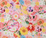 Pink Flower and Birds Patterned Modal Fabric made in Korea by the Yard