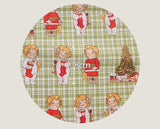 ヴィンテージ ペーパードール クリスマス ガールズ 生地 韓国製 半ヤード単位