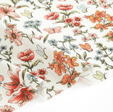 韓国製ハーフヤードデジタルテキスタイルプリントによる蝶と花の植物園柄生地