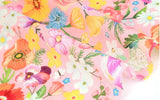 Pink Flower and Birds Patterned Modal Fabric made in Korea by the Yard
