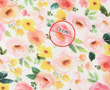 韓国製のピンクのバラの花柄モダール生地(ヤード単位)